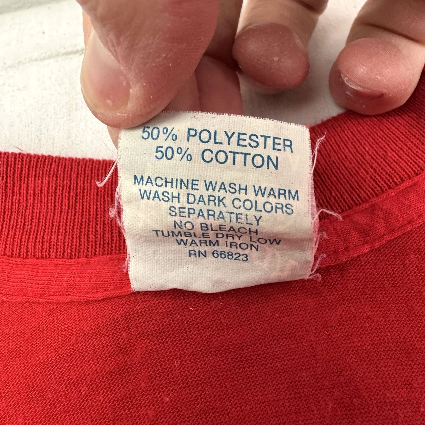 Vintage VINTAGE Funwear T-Shirt Shirt Adult Medium Red 70s 80s USA Pocket Slim Crew Neck Short Sleeve Men Size US M / EU 48-50 / 2 - 6 Thumbnail