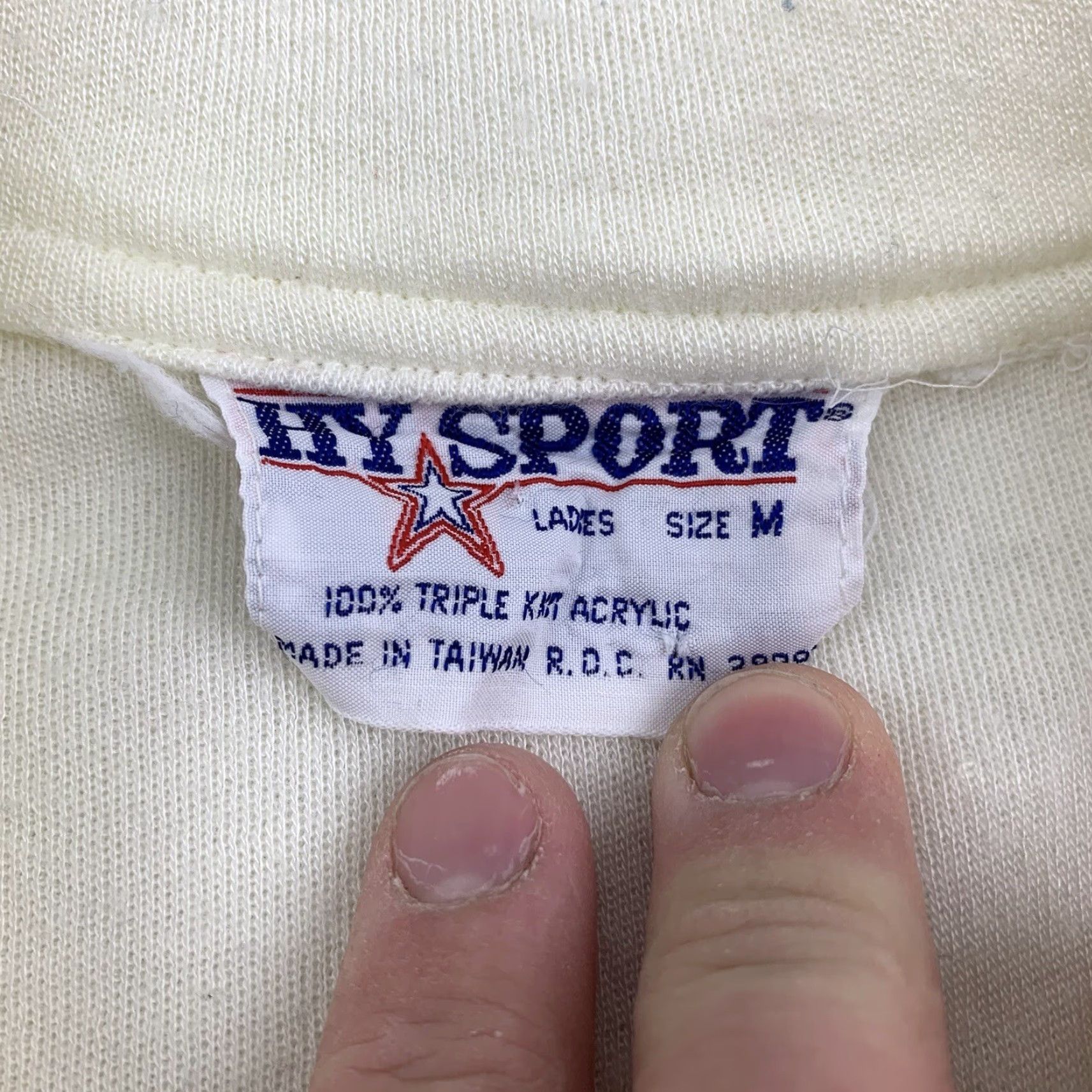 Vintage VINTAGE Hy Sport Sweatshirt Women Full Zip Shirt M White 1970s 1980s School USA Mens Womens Girls Boys Size M / US 6-8 / IT 42-44 - 3 Thumbnail