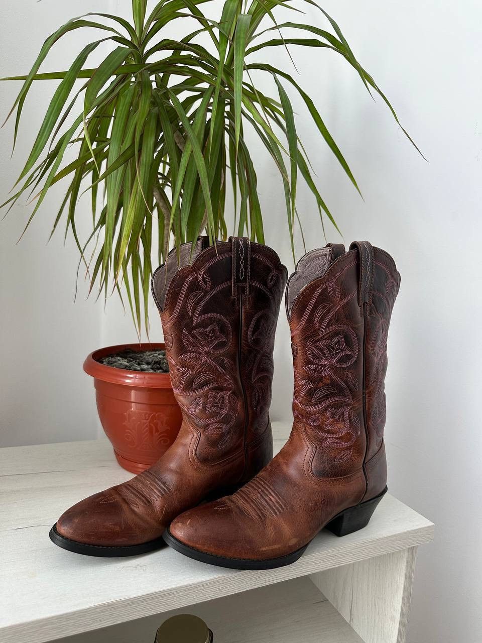Japanese Brand × Leather × Vintage Vintage Cowboy Brown Womesn Western Leather Boots Size US 7.5 / IT 37.5 - 2 Thumbnail