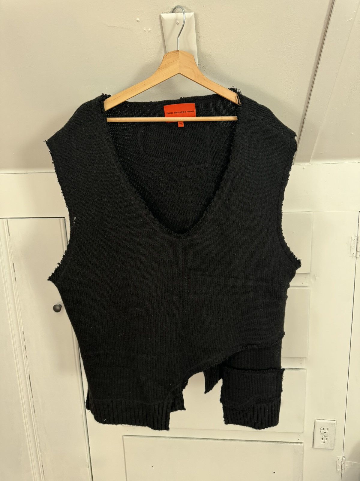 image of Who Decides War L’Ardeur Unadorned Knit Sweater Vest in Black, Men's (Size XL)