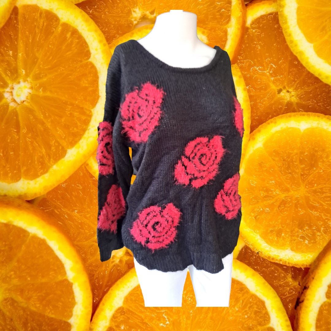 Other Cable & Gauge Black with Rose Sweater Size Small Size S / US 4 / IT 40 - 1 Thumbnail