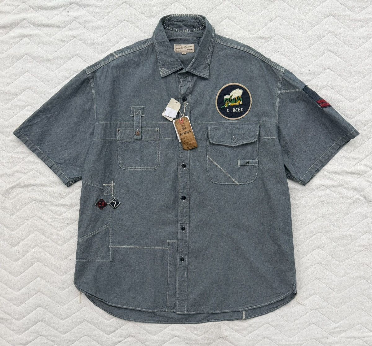Avirex Avirex U.S Navy Patch Shirt Military Workwear Denim Style Size US XXL / EU 58 / 5 - 1 Thumbnail