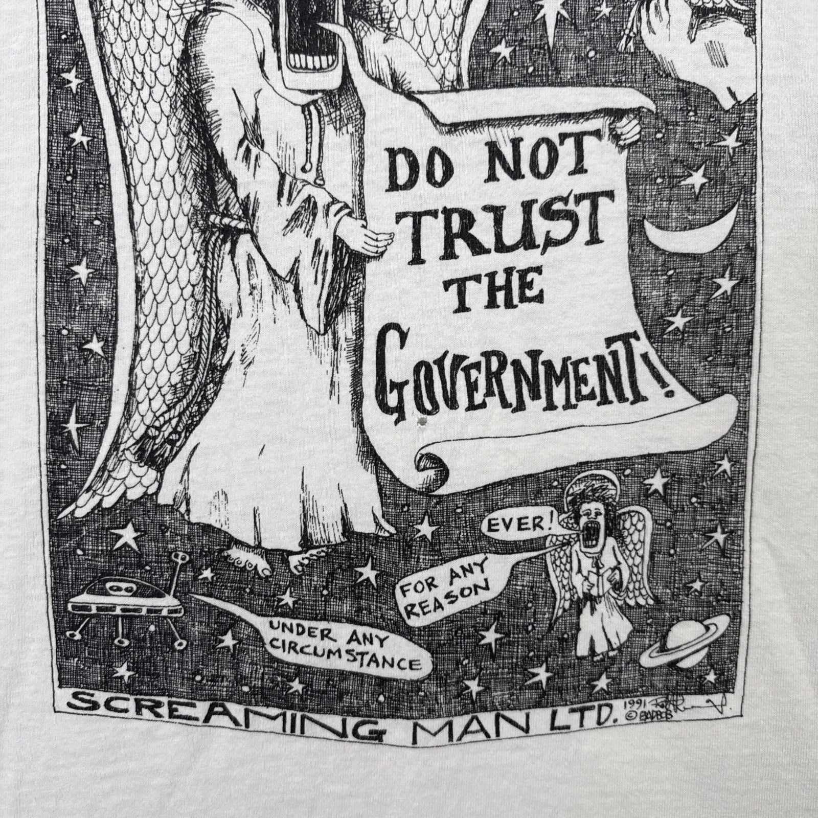 Vintage Vintage Screaming Man Shirt Mens XL White 90s Do Not Trust T Size US XL / EU 56 / 4 - 5 Thumbnail