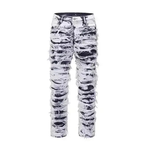 Japanese Brand Opium Distressed Baggy Stack Jeans Size US 34 / EU 50 - 3 Thumbnail