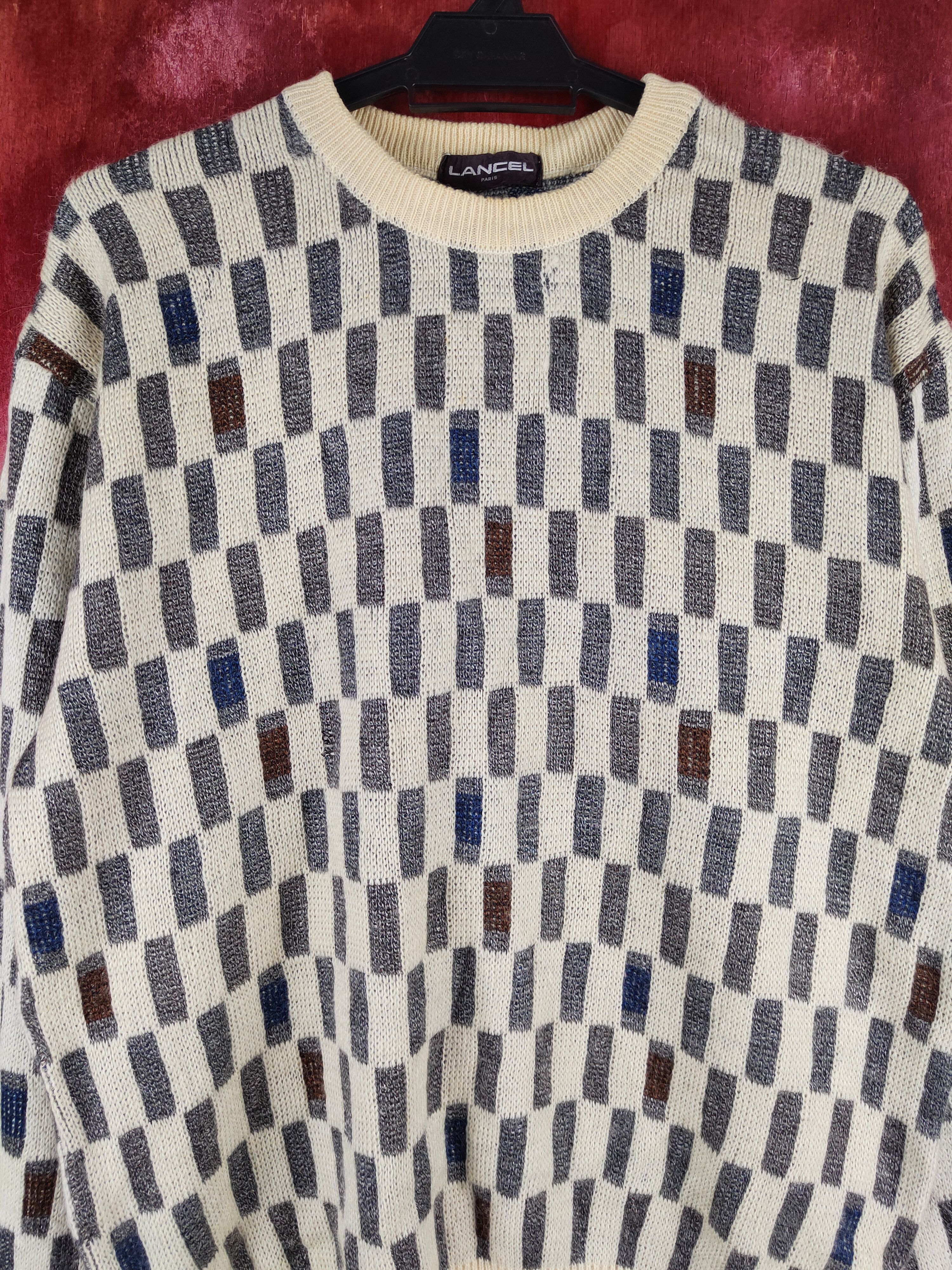 Lancel Lancel vintage checkered Cream Knitwear Sweatshirts #S2352 Size US L / EU 52-54 / 3 - 2 Thumbnail