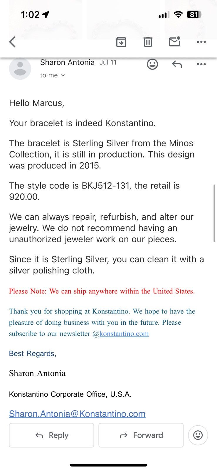 Other Konstantino Sterling Silver Bracelet Size ONE SIZE - 5 Thumbnail