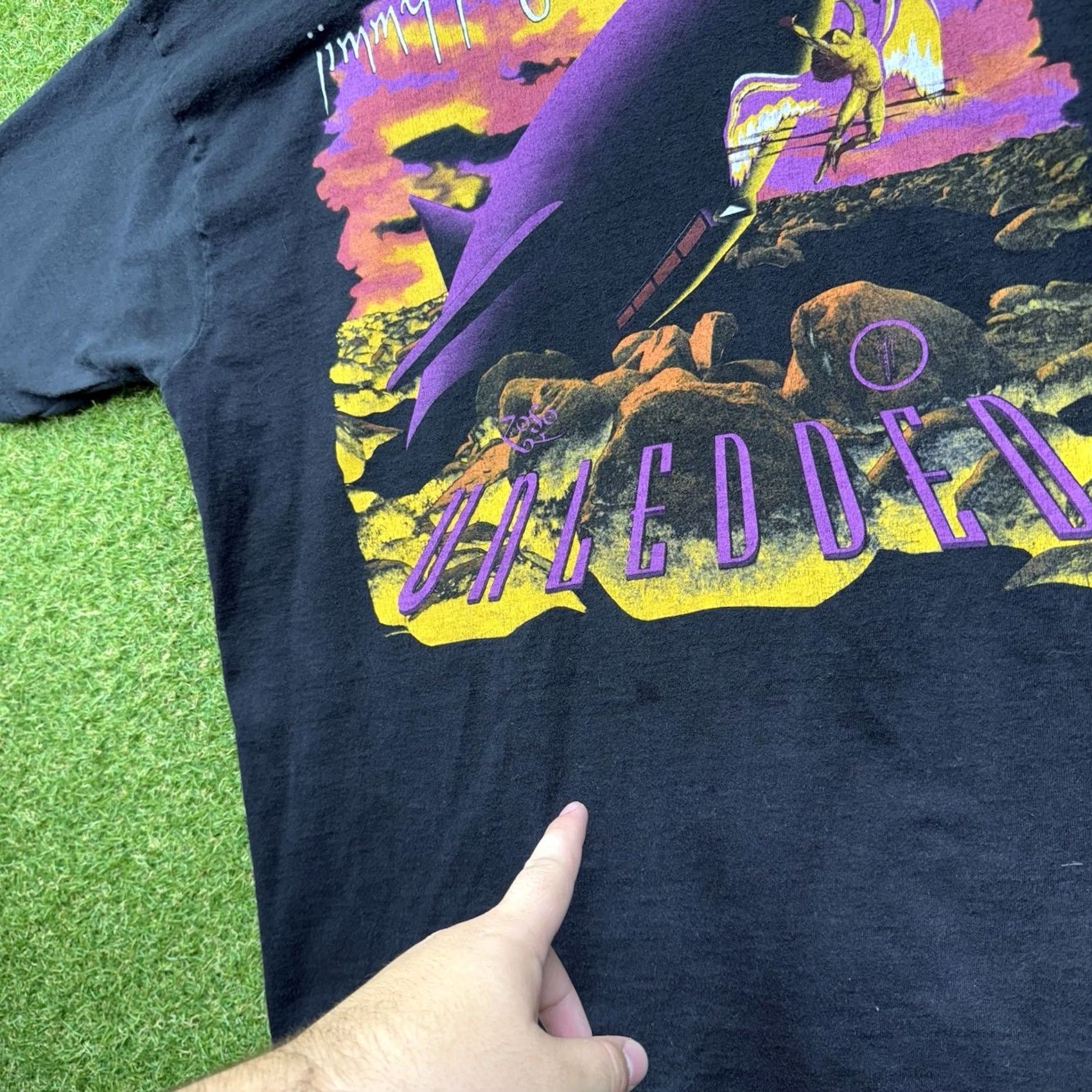 Fruit Of The Loom VINTAGE Fruit of the Loom Unledded Shirt Mens XL Black Robert Plant Jimmy Page No Quarter Tour 90s Shirt Mens XL Black 90s Mens VINTAGE Size US XL / EU 56 / 4 - 3 Thumbnail