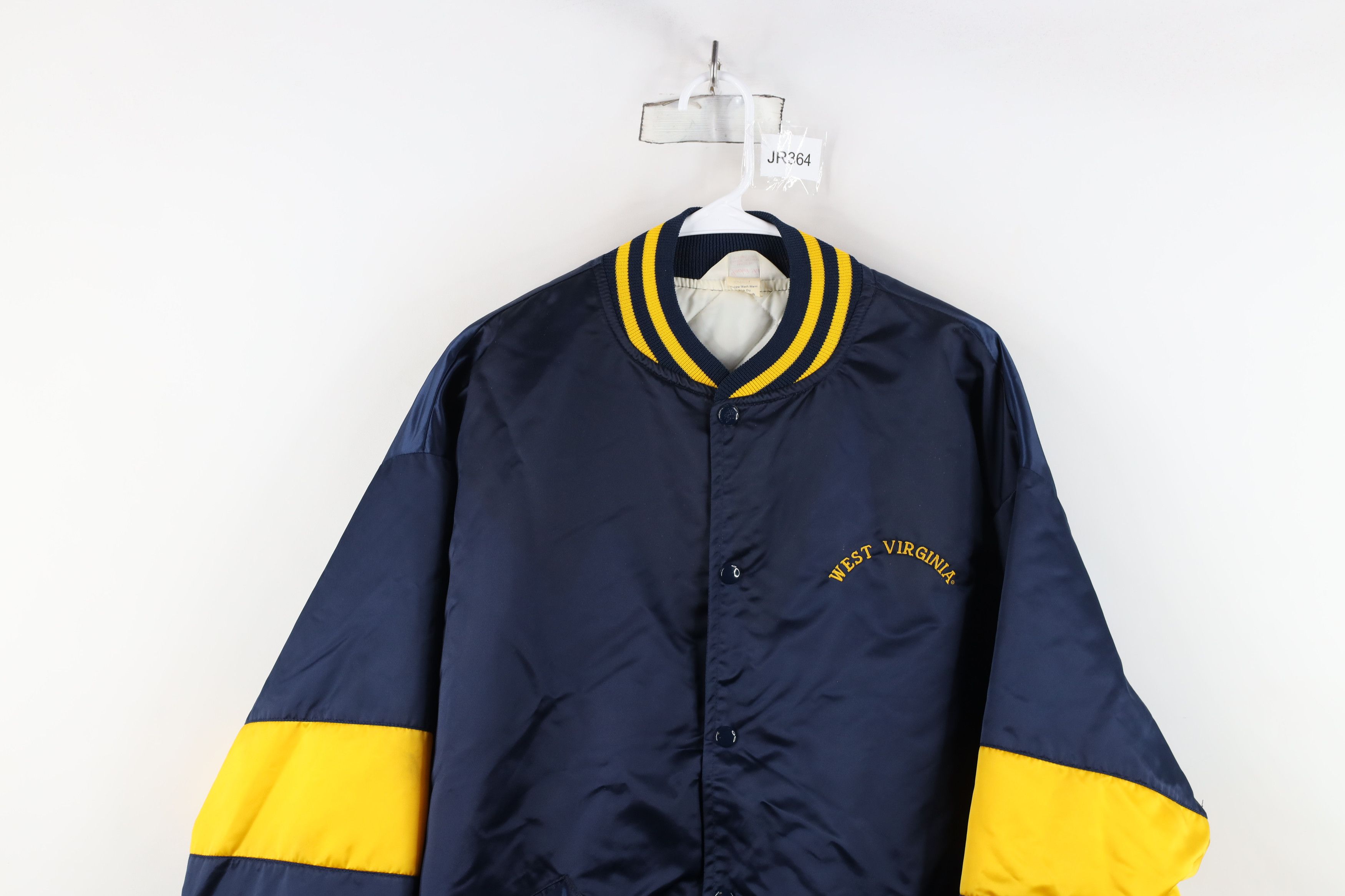Vintage Vintage 70s 80s West Virginia Satin Bomber Jacket Blue USA Size US XXL / EU 58 / 5 - 2 Thumbnail