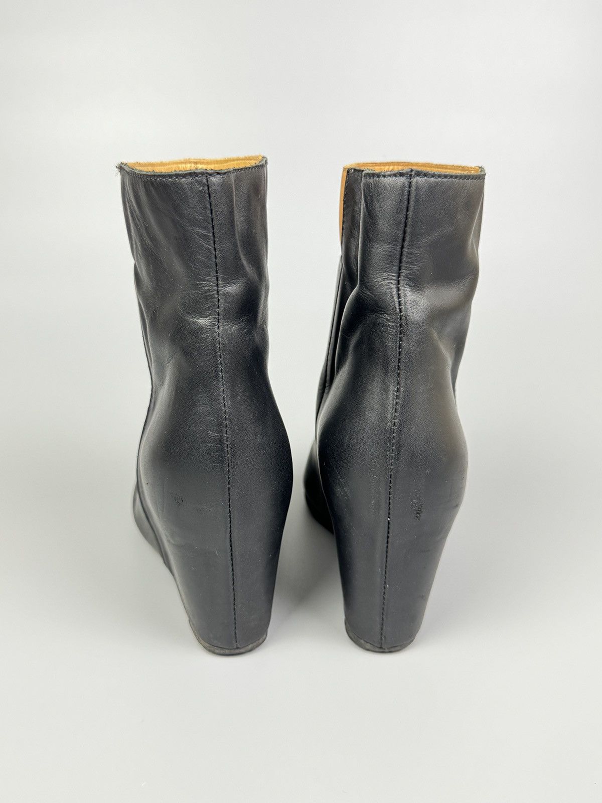 MM6 MM6 Maison Martin Margiela - Black/Beige Leather Wedge Boots Size US 8 / IT 38 - 8 Thumbnail