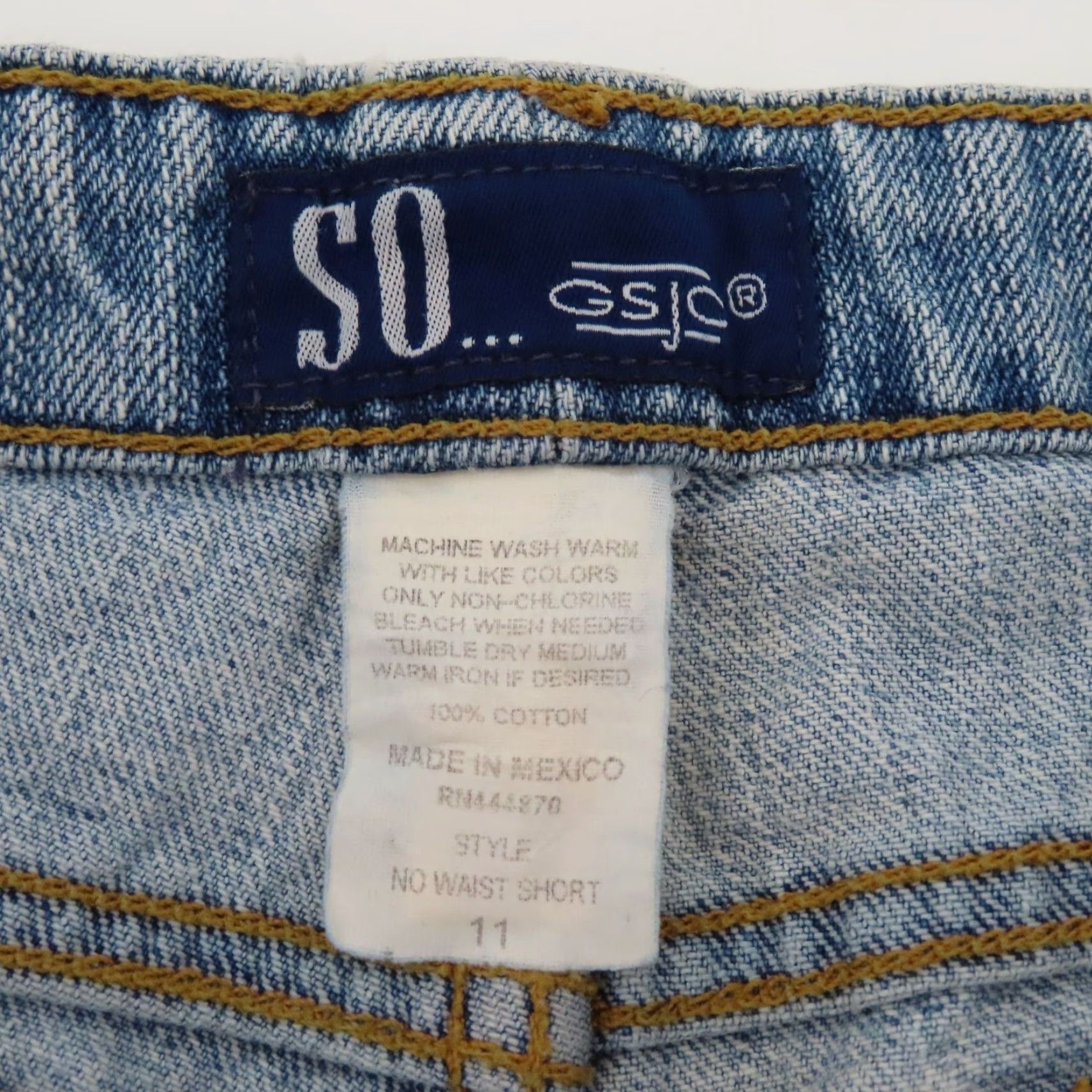 Denime VINTAGE SO Juniors 11 Denim Short Y2K Blue Whiskered Pockets Cotton Shorts Size 32" / US 10 / IT 46 - 7 Thumbnail