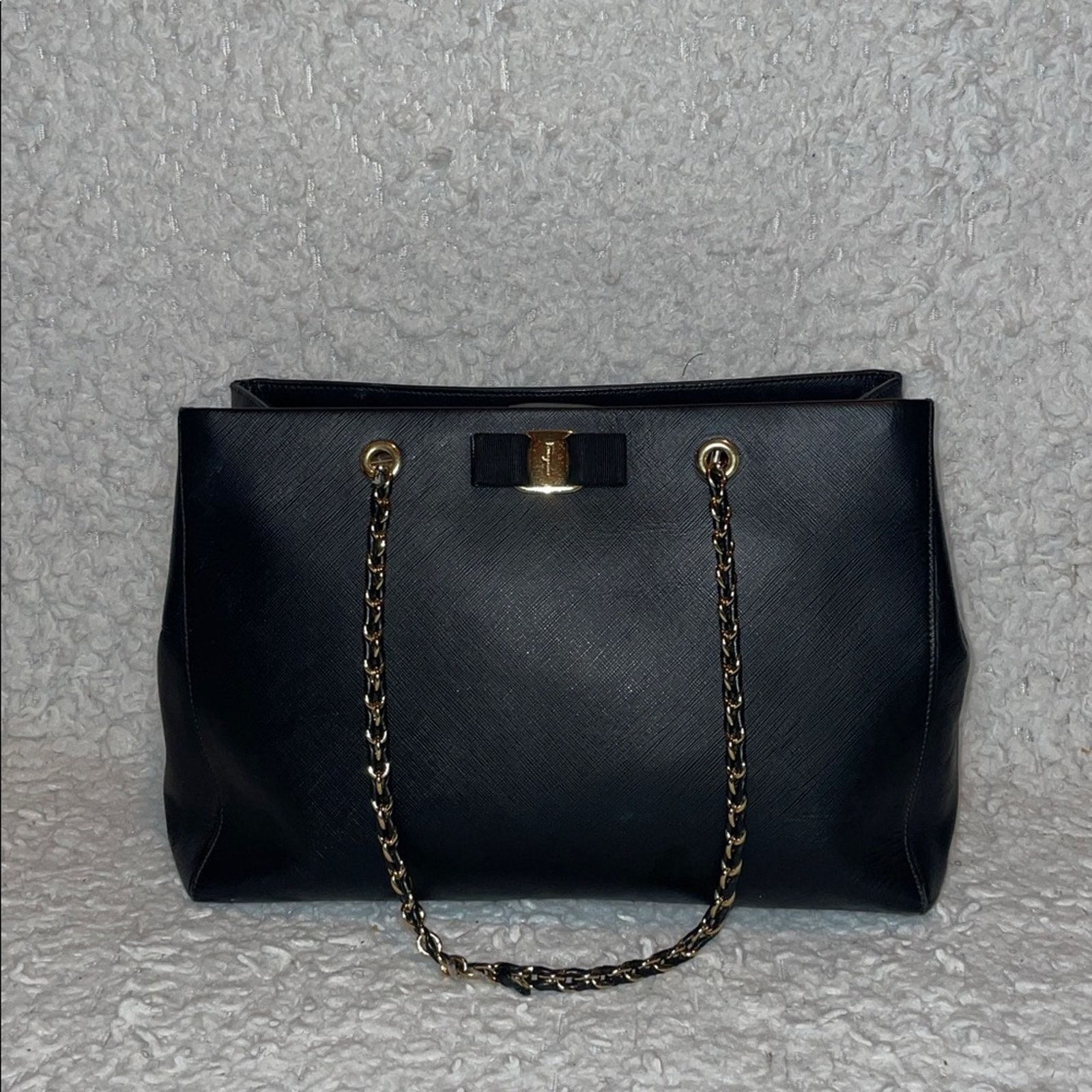 Salvatore Ferragamo Ferragamo Melike Vara Bow Leather Tote Black Size ONE SIZE - 2 Thumbnail
