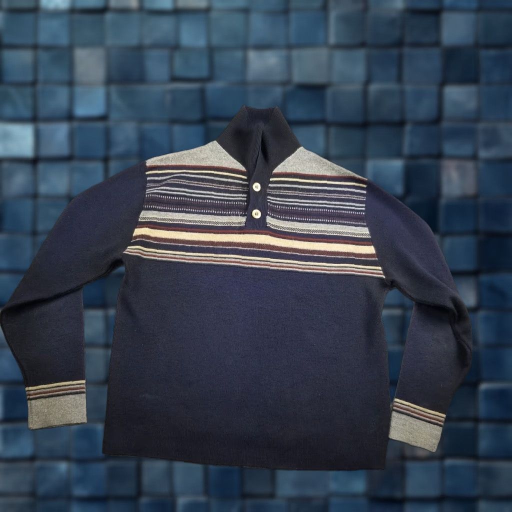Vintage VINTAGE Lord Jeff Sweater Men L Henley Striped 100% DuPont Orlon Acrylic Blue 80s Fancy/Workwear Mens Size US L / EU 52-54 / 3 - 1 Thumbnail