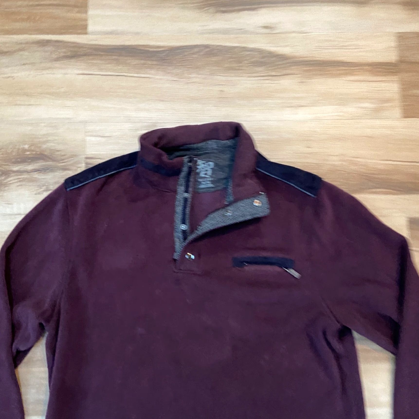 Vintage VINTAGE Nichoby by Age of Wisdom Sweater Mens XL Burgundy 1/4 Zip Mock Neck Snap Shirt Size US XL / EU 56 / 4 - 3 Thumbnail