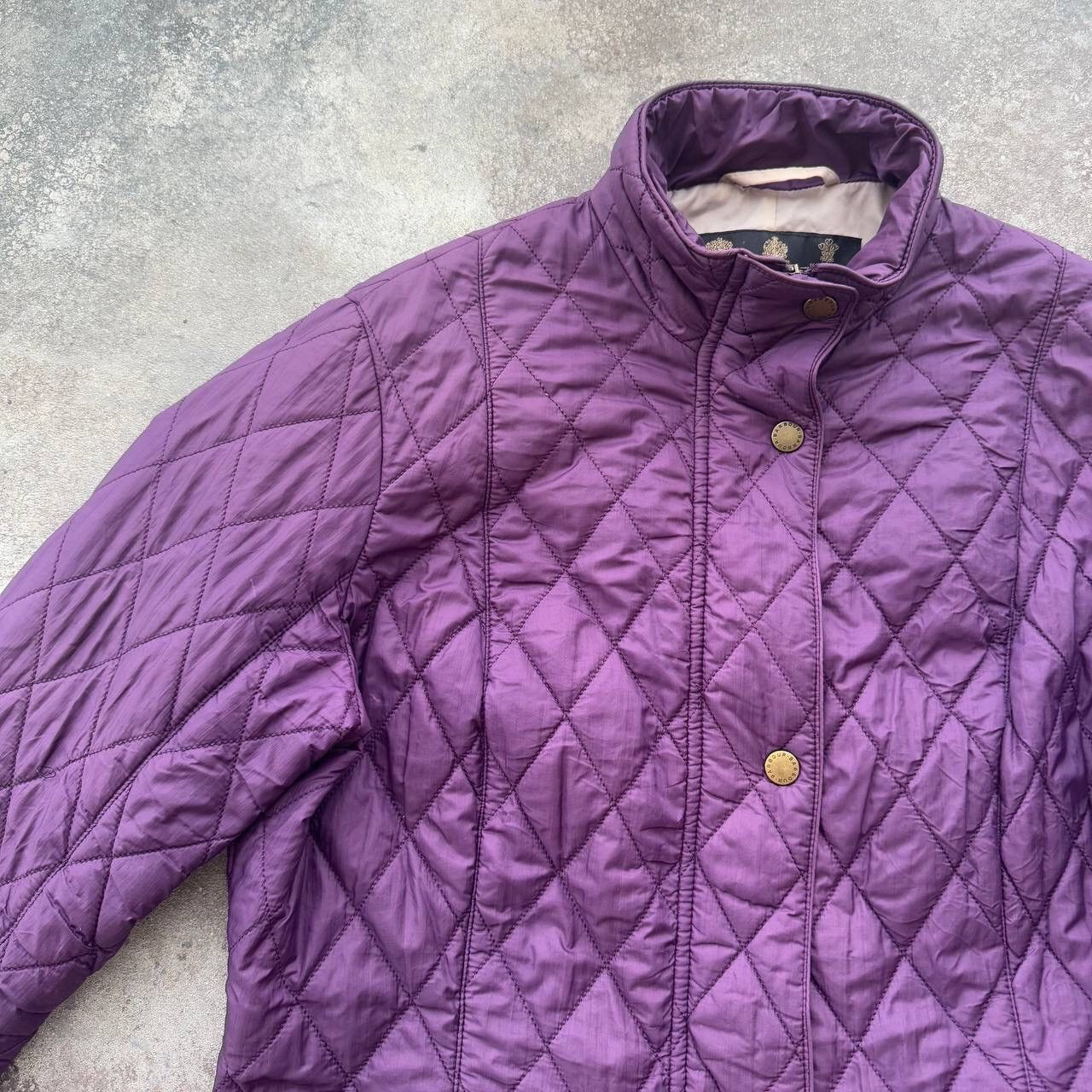 Barbour × Vintage Barbour Flyweight Cavalry Vintage Purple Quilted Jacket Size L / US 10 / IT 46 - 2 Thumbnail