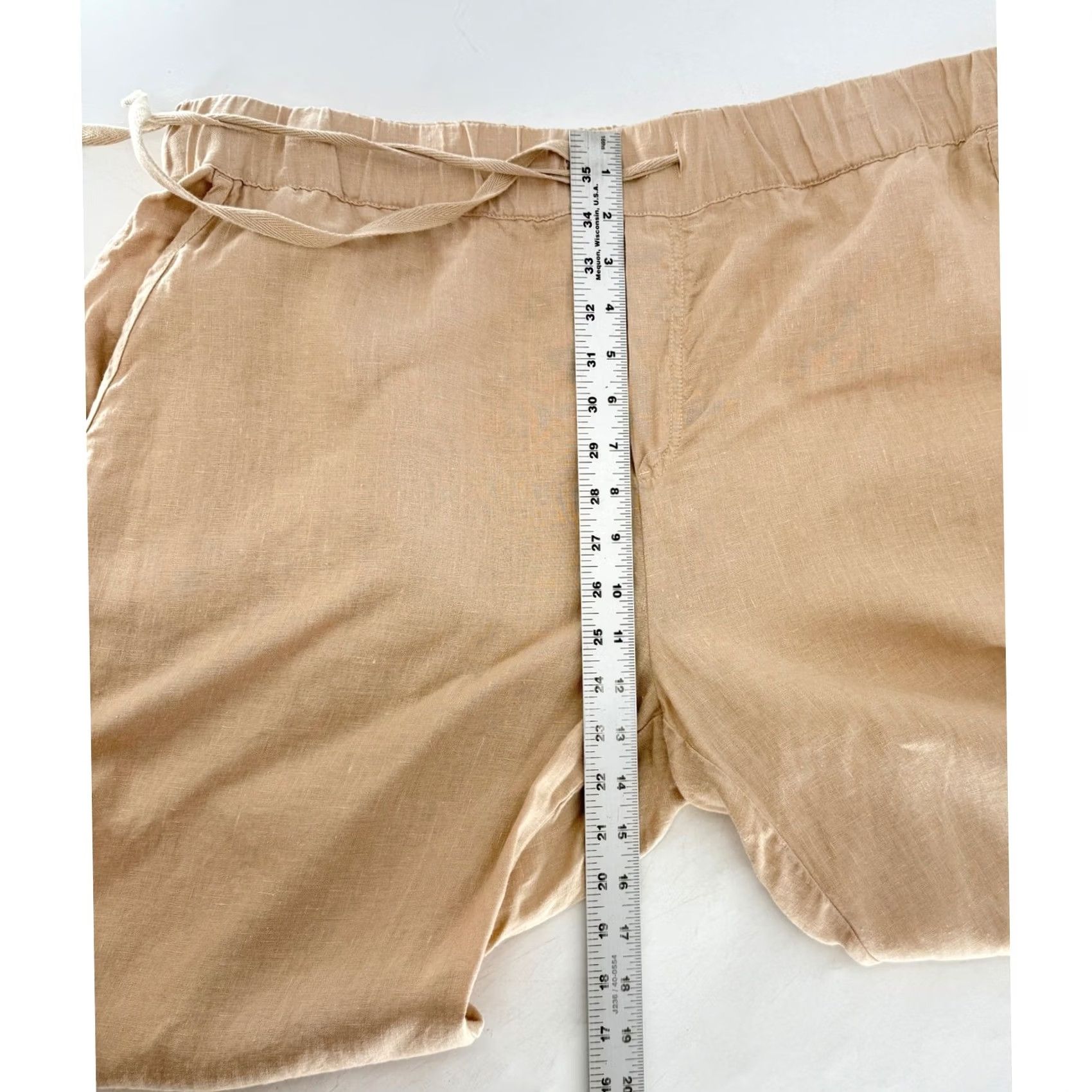 Vintage Caslon Pants Plus Size 1x Beige 100% Linen Drawstring Boho Coastal Preppy Size 40" / US 18 - 7 Thumbnail