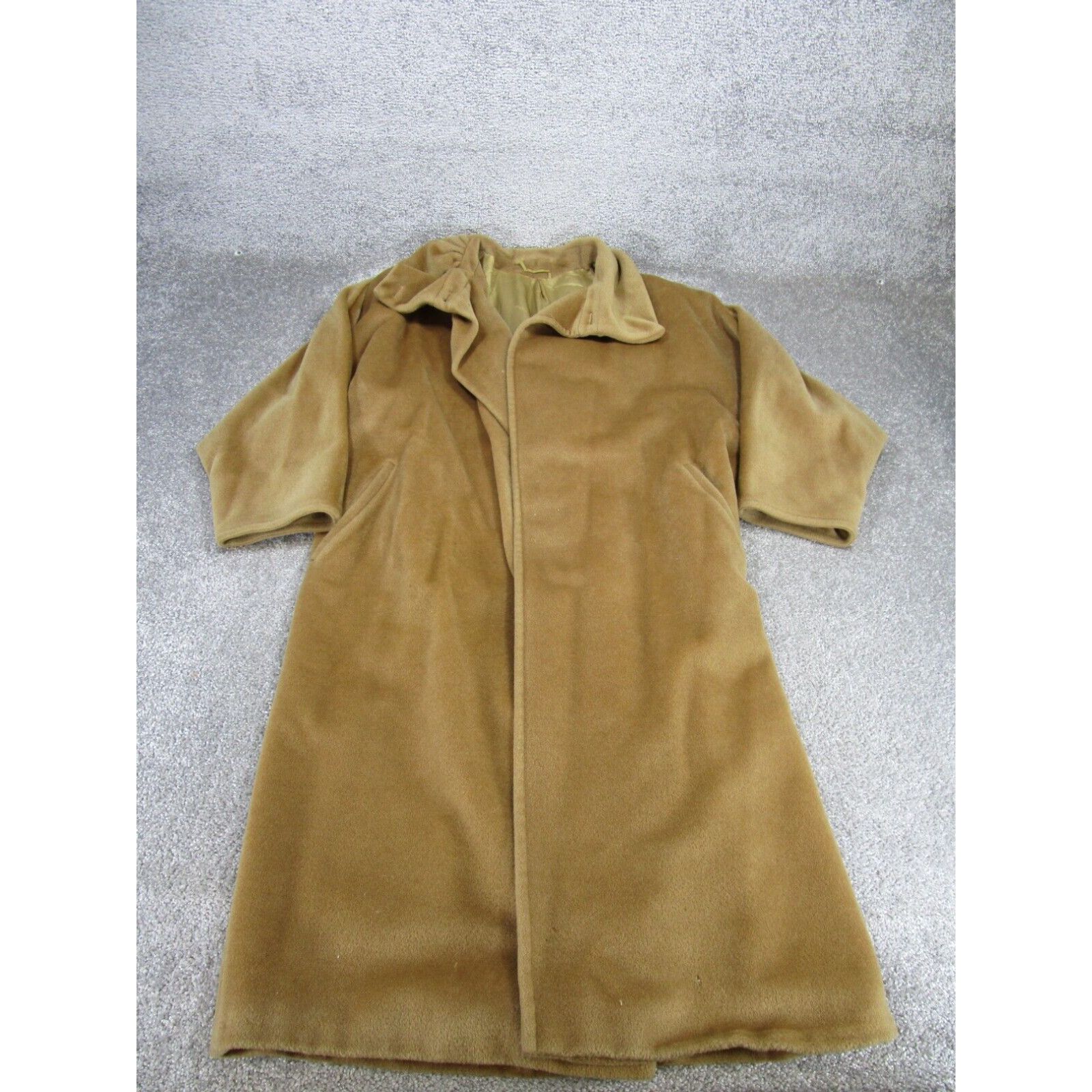 image of Max Mara Trench Coat Womens 6 Long Brown Wool Shearling Read in White (Size Medium)