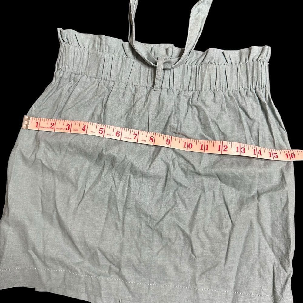 Topshop Topshop Pale Mint Green Linen Paper Bag Button up Mini Skirt Size 26" / US 2 / IT 38 - 8 Thumbnail