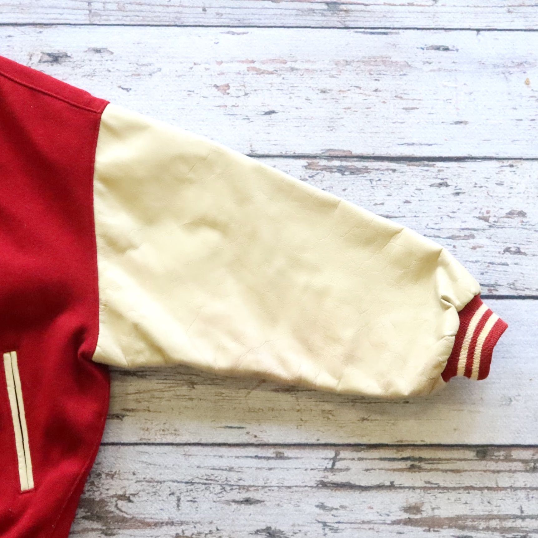 Vintage VINTAGE East West Leather Varsity Jacket Men M Red Football style USA Made in USA Size US M / EU 48-50 / 2 - 5 Thumbnail
