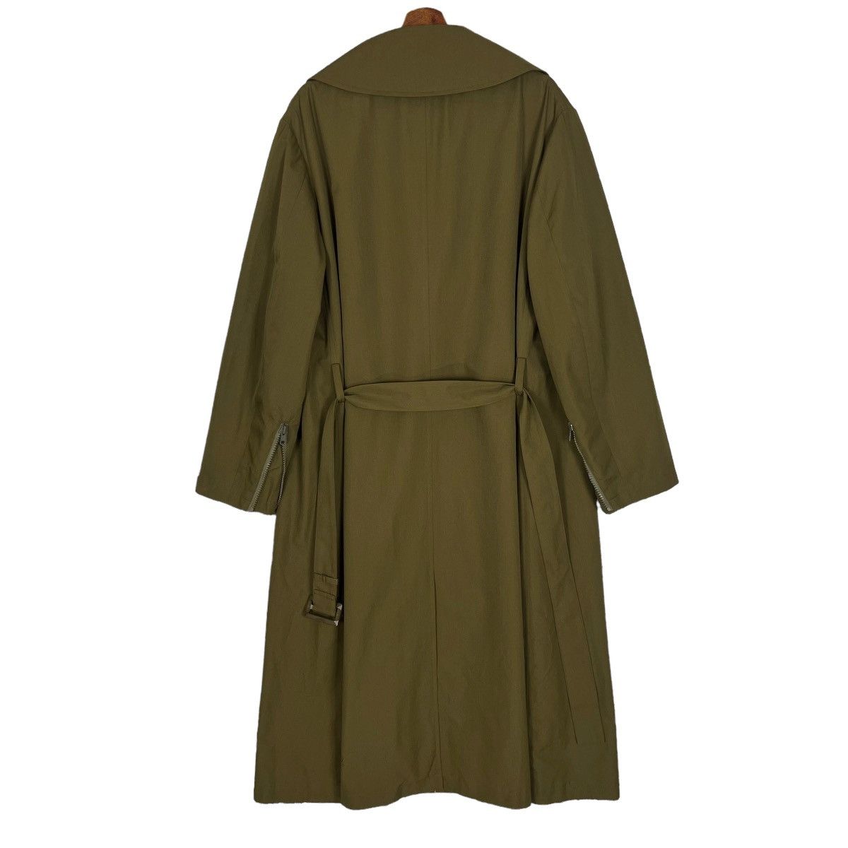 Yohji Yamamoto Dark Green Long Coat Large Notch Lapel Collar Size US L / EU 52-54 / 3 - 8 Thumbnail
