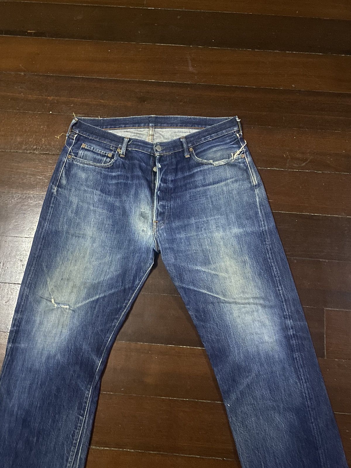 Orslow FIRE🔥 Vintage fullcount distressed wide leg selvedge denim Size US 36 / EU 52 - 5 Thumbnail
