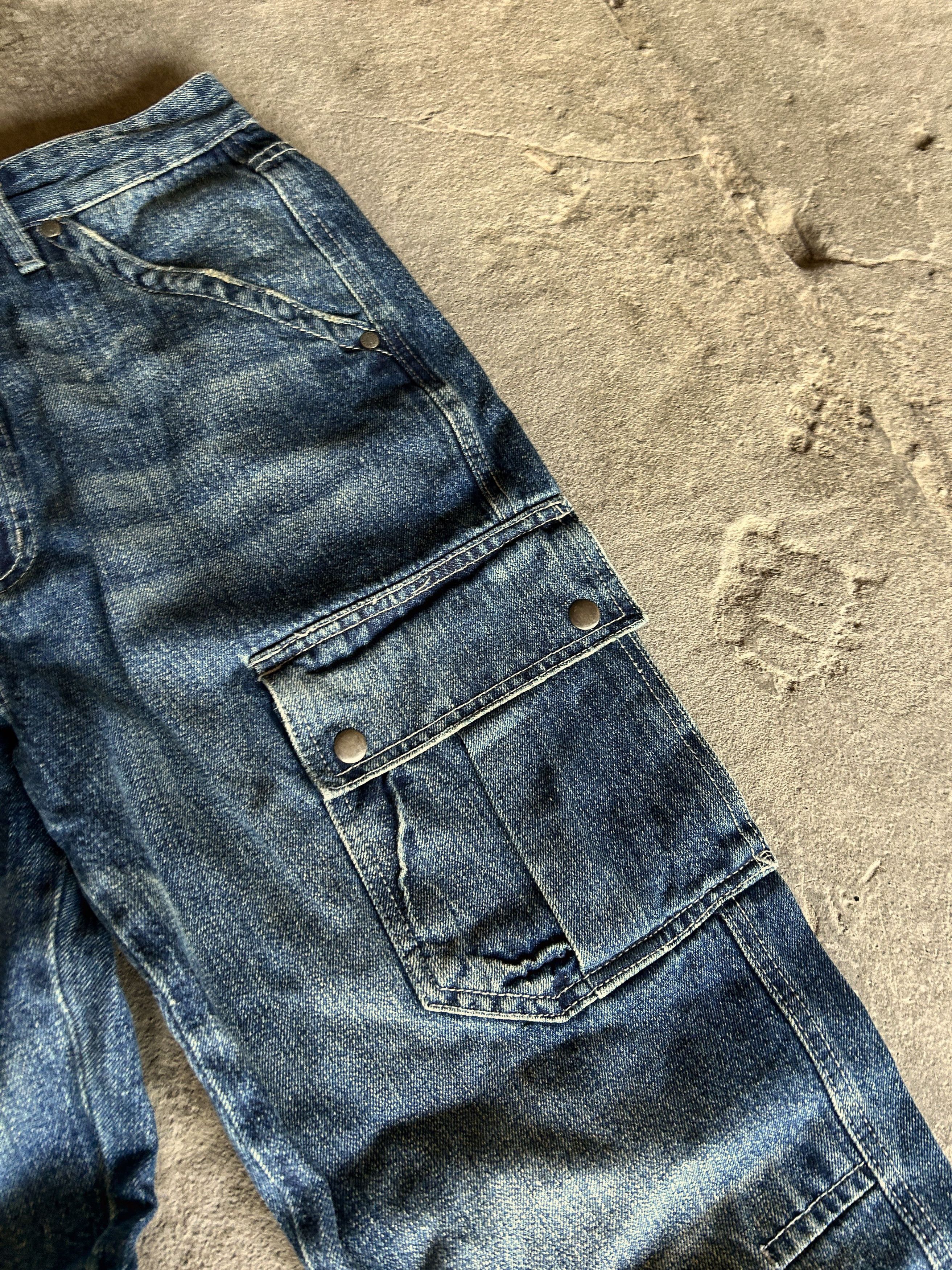 Japanese Brand Y2K Baggy Cargo Denim Jeans Wide Leg Utility Skate Style Size US 32 / EU 48 - 5 Thumbnail