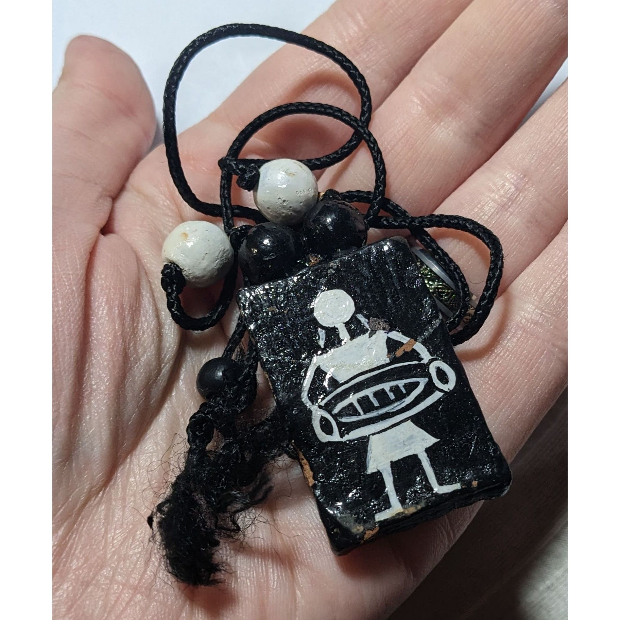 Other Vintage Terra Cotta Black And White Primitive Person Pendant Size ONE SIZE - 9 Thumbnail
