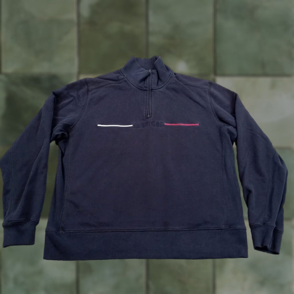 Tommy Hilfiger Tommy Hilfiger Sweater Mens Blue Extra Large 1/4 Zip Mock Neck Long Sleeve Pullover Size US XL / EU 56 / 4 - 1 Thumbnail