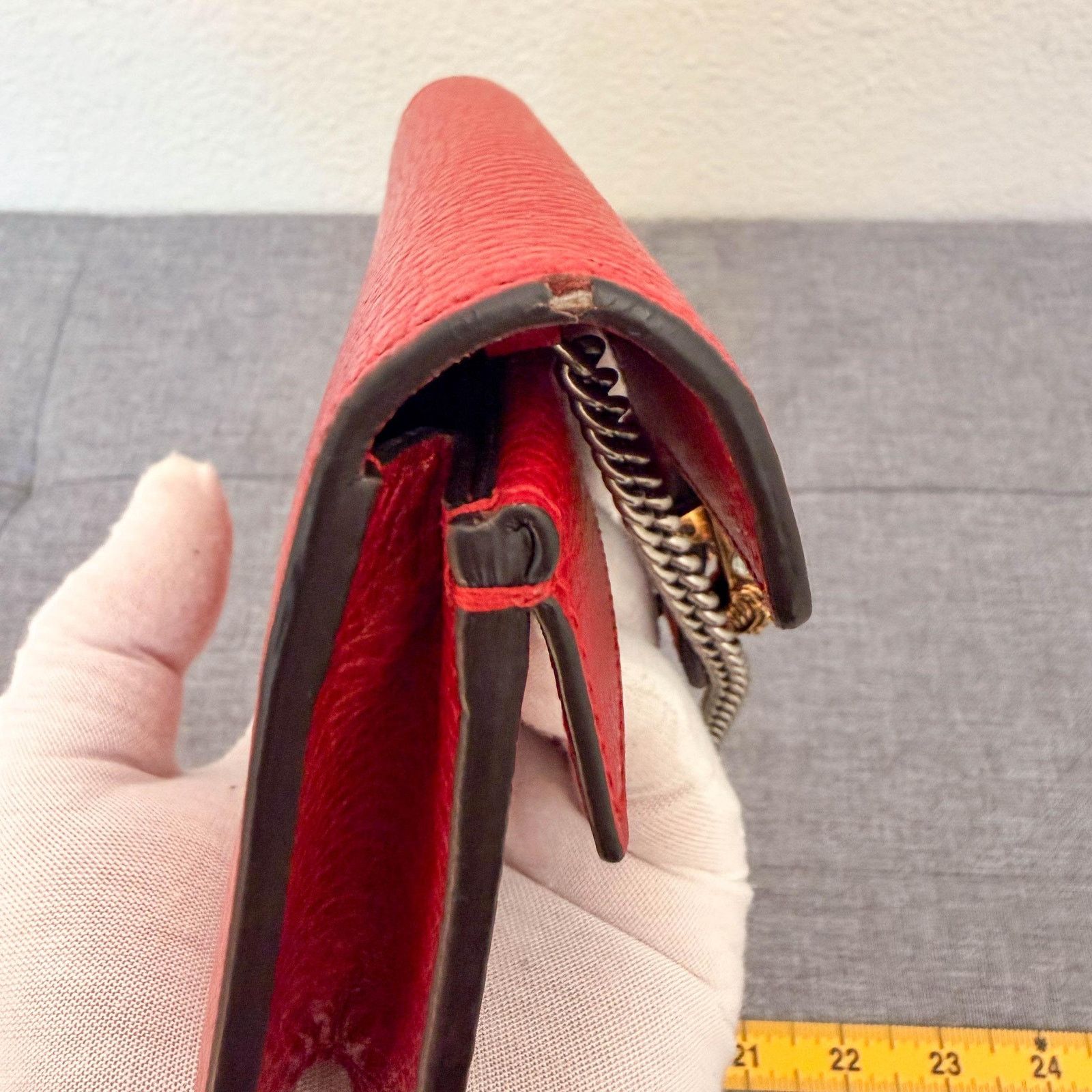 Gucci Authentic Gucci Dionysus Red Leather Chain Bag Tiger Head Size ONE SIZE - 15 Thumbnail