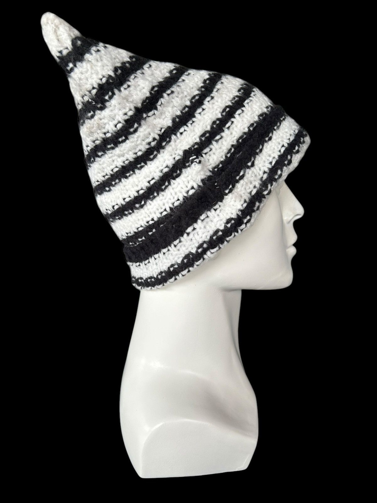 Japanese Brand × Kapital × Vintage Devil Horn Stripe Crochet Knitted handmade Beanie Hats Rare☠️ Size ONE SIZE - 8 Thumbnail