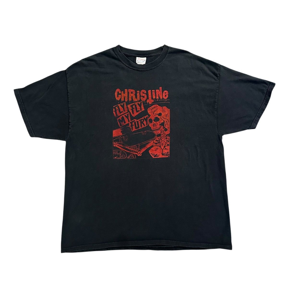 Hanes Vintage Christine Fly Fly my Fury skeleton horror Y2K shirt Size US XL / EU 56 / 4 - 2 Thumbnail