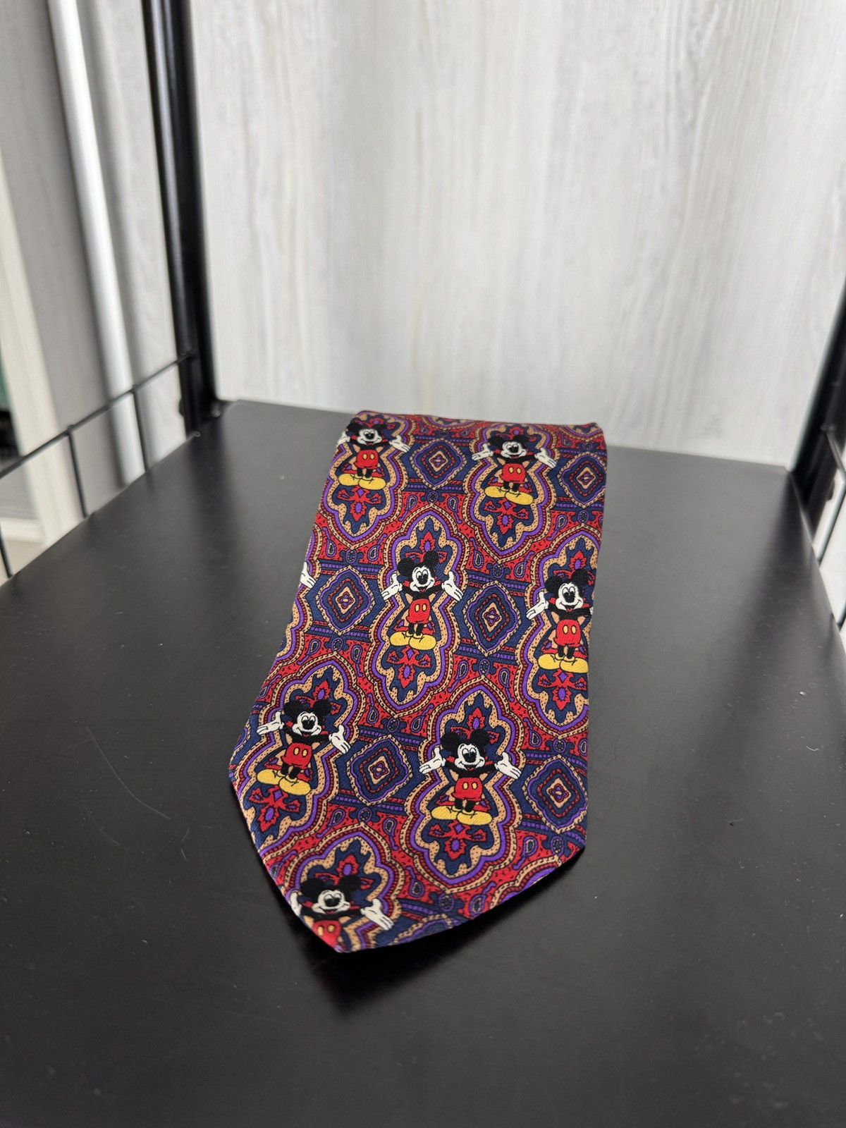 Mickey Mouse VINTAGE 80s 90s Mickey Mouse Logo Paisley DISNEY Silk TIE Size ONE SIZE - 3 Thumbnail