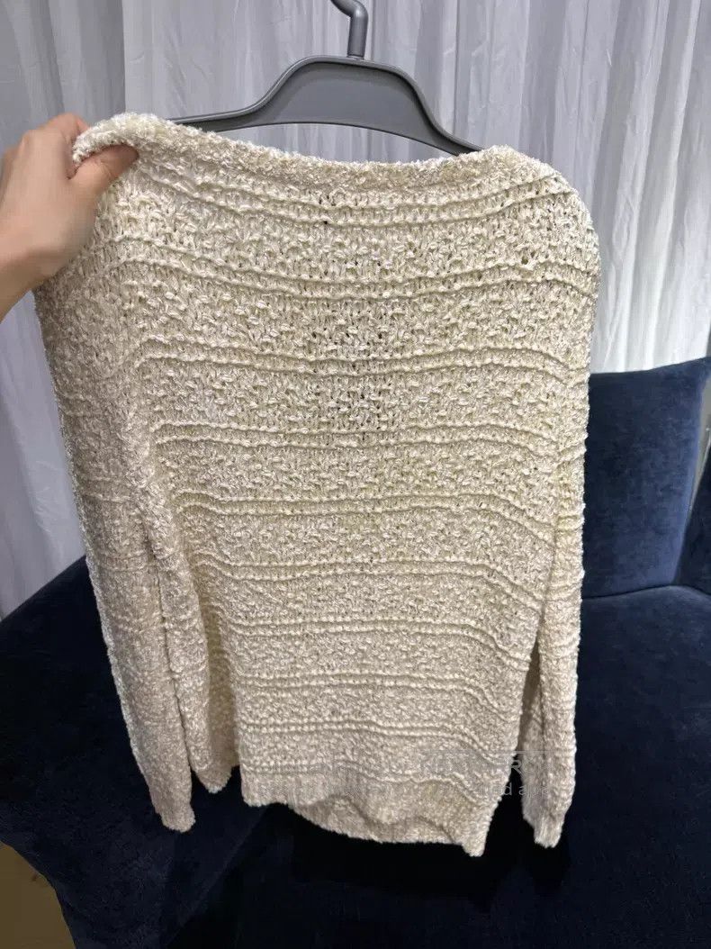 Loro Piana Loro Piana Milk White Coarse Knit Sweater - Silk Size S / US 4 / IT 40 - 2 Thumbnail
