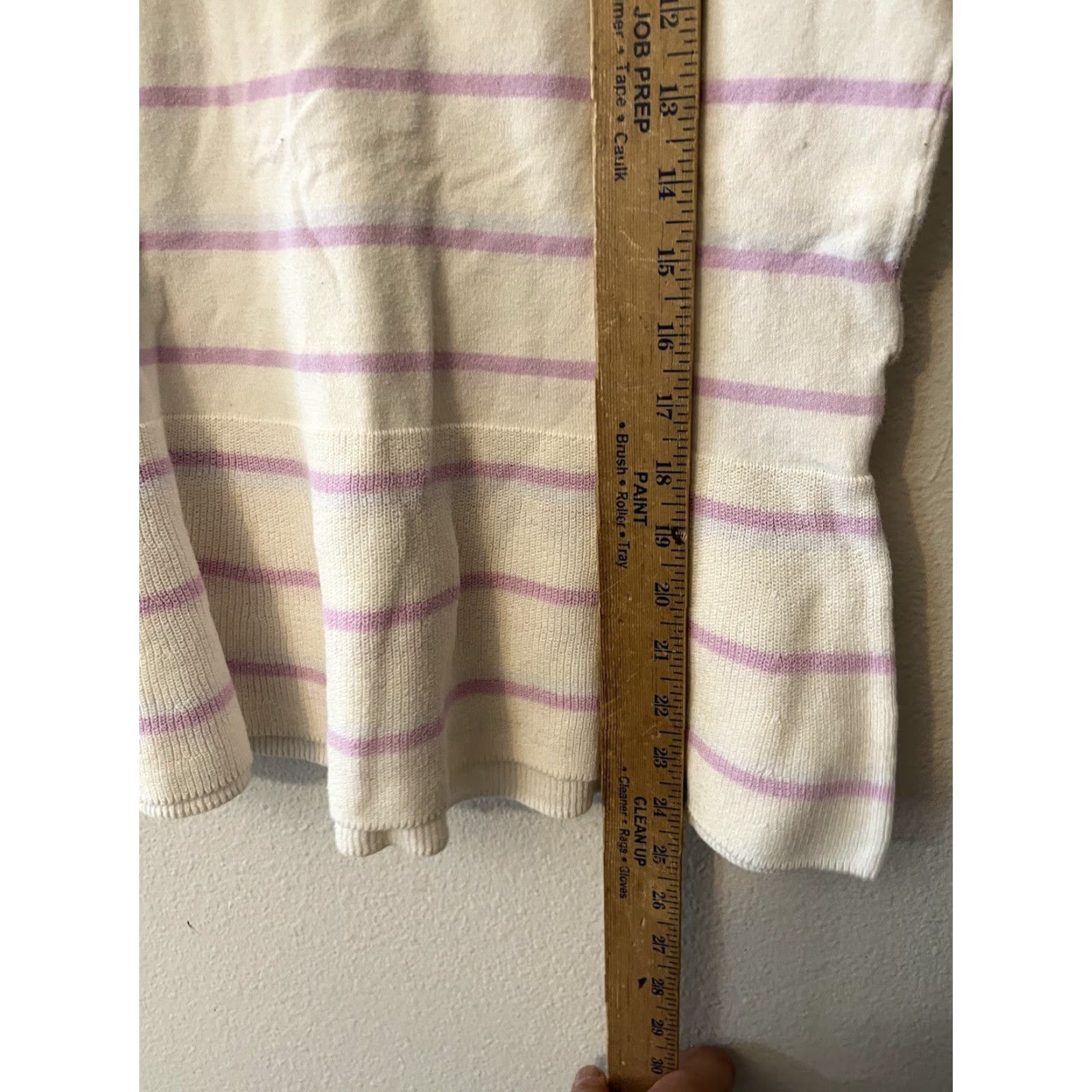 Ann Taylor VINTAGE Ann Taylor Loft Sweater Shirt Womens L White Purple Striped Short Sleeve Crew Neck Knit Targeted keywords Size L / US 10 / IT 46 - 4 Thumbnail