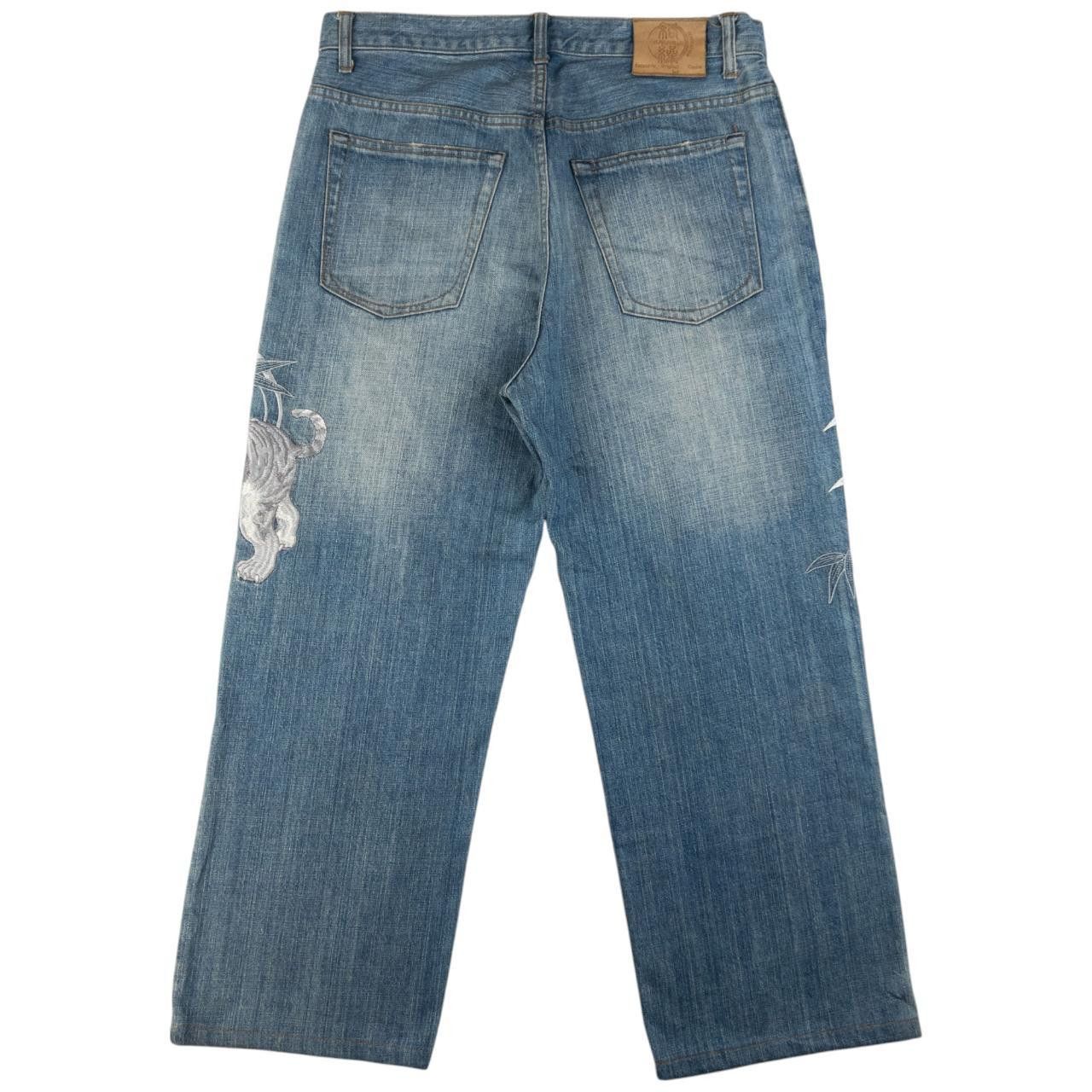 Other Vintage Karakuri Tamashii Embroidered Japanese Denim Jeans Size US 34 / EU 50 - 3 Thumbnail