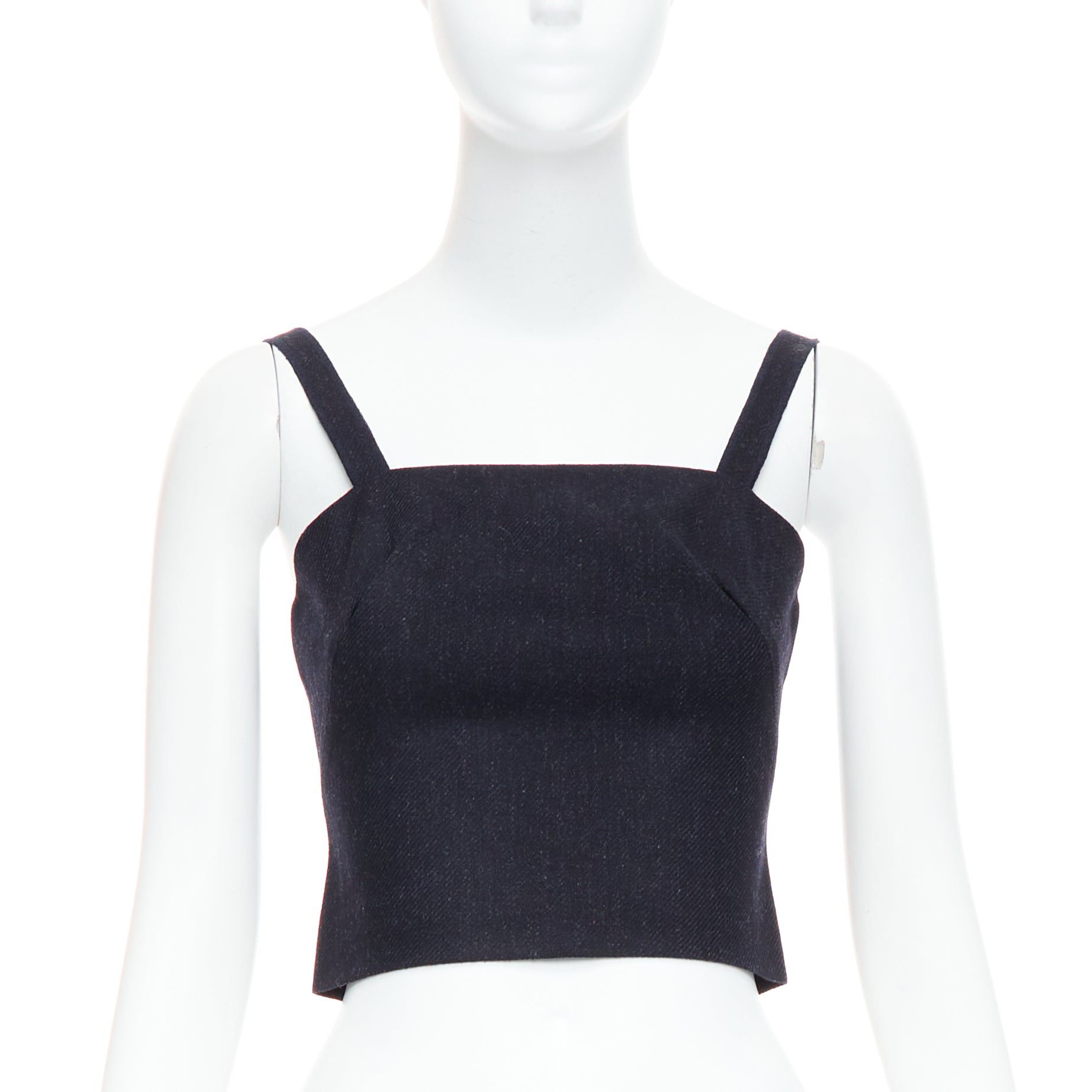 Miu Miu MIU MIU 1998 Vintage Runway fleece wool charcoal grey bustier top IT38 XS Size XS / US 0-2 / IT 36-38 - 1 Thumbnail