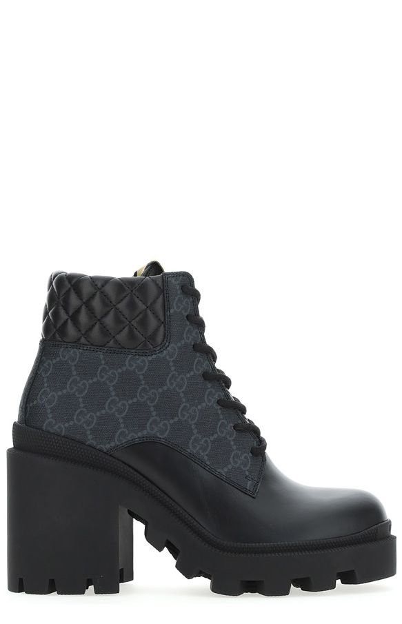 image of Gucci GG Printed Ankle Boots in Black, Women's (Size 12)