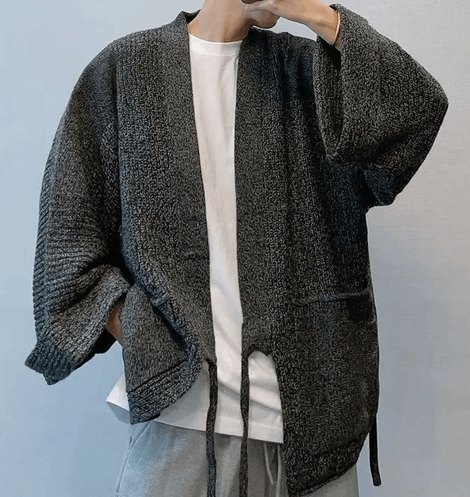 Japanese Brand Retro fashion knit kimono cardigan jacket Size US XL / EU 56 / 4 - 1 Thumbnail
