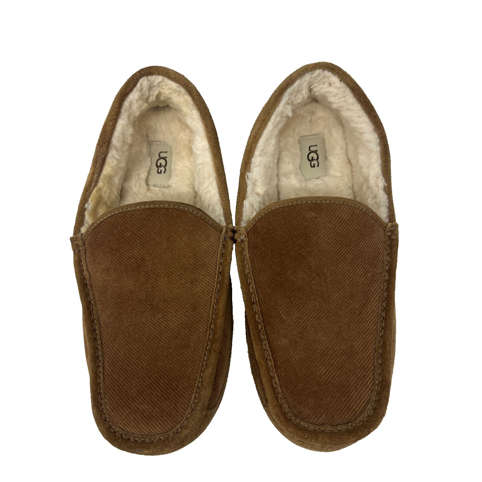 Ugg UGG Ascot Corduroy Brown Leather Sherpa Mens US 11 Slippers Size US 11 / EU 44 - 3 Thumbnail