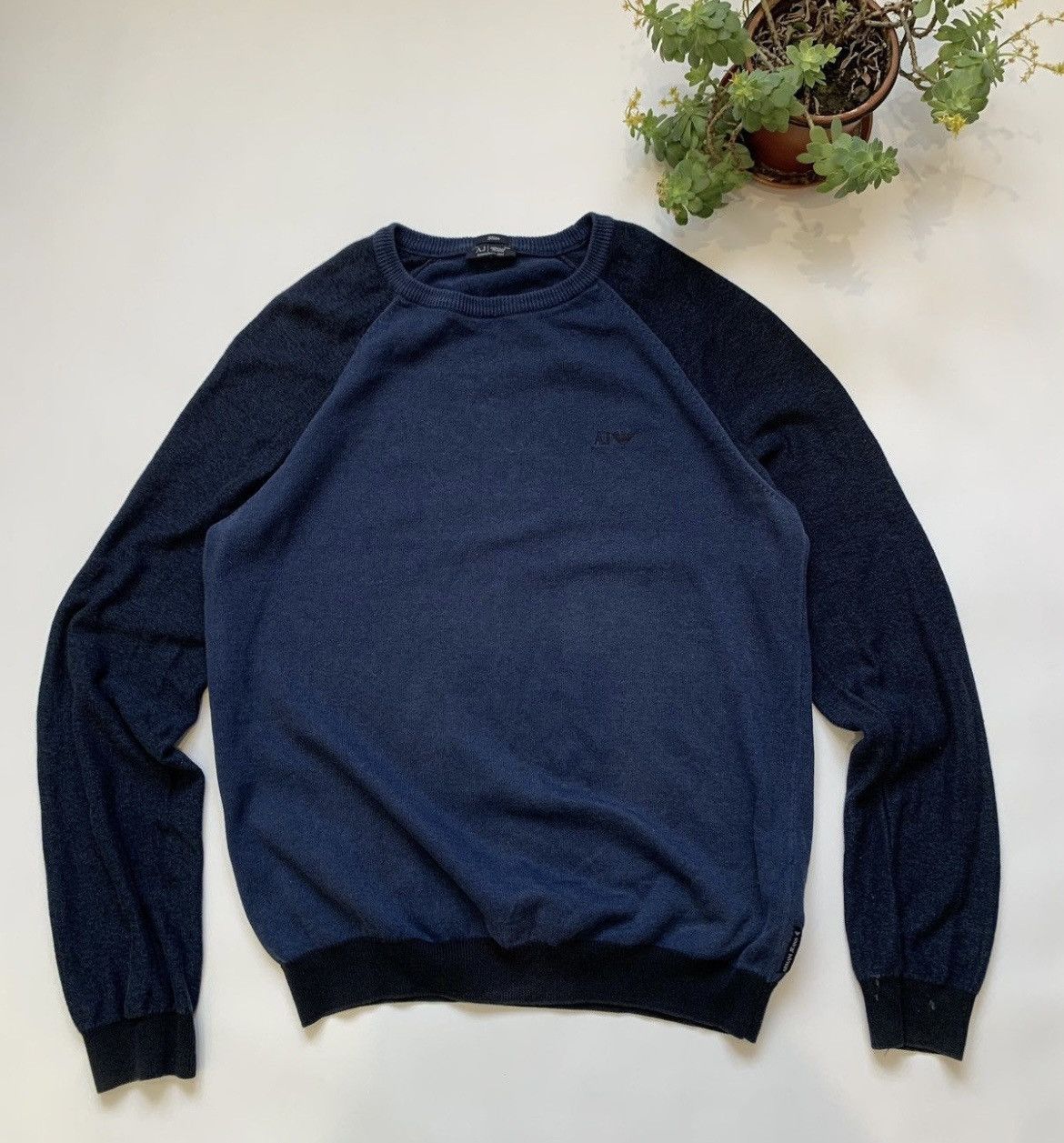 Armani Vintage Armani Jeans Blue Sweater Size US M / EU 48-50 / 2 - 1 Thumbnail