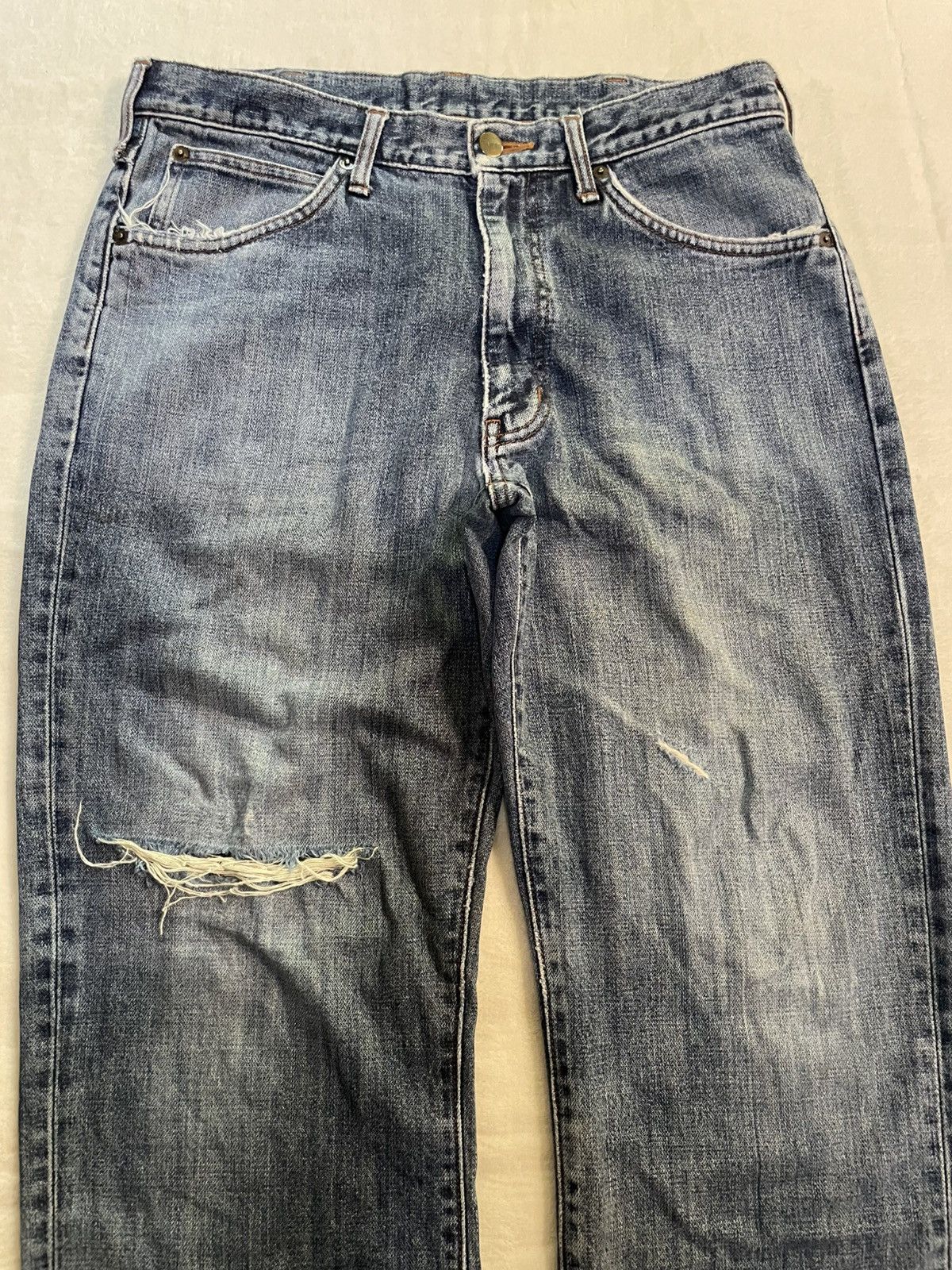 Japanese Brand Vintage Wrangler Japanese Brand Distressed Faded Size US 33 - 2 Thumbnail