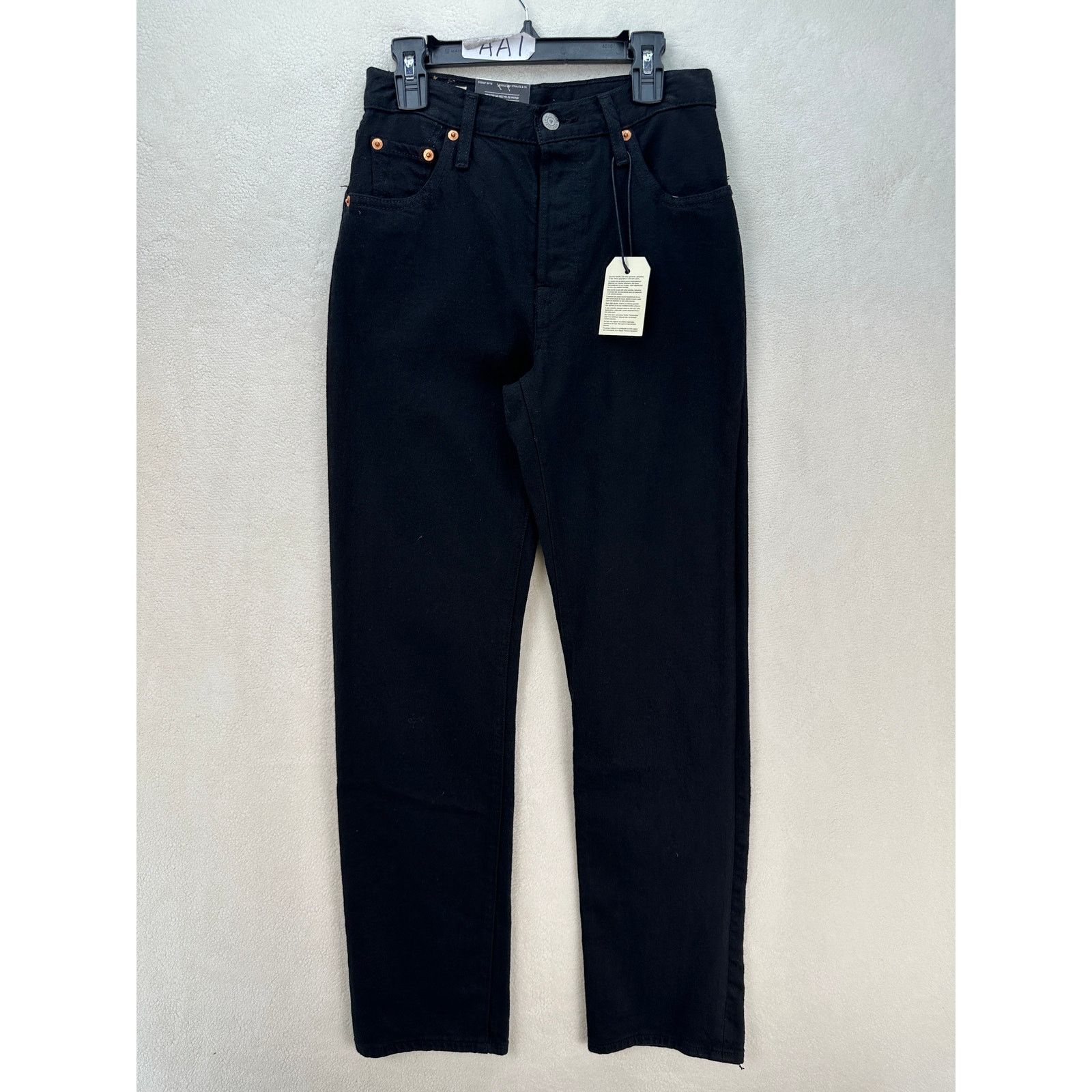 Levi's LEVI'S 501 CROPPED WOMEN'S 23X28 BLACK STRAIGHT DENIM JEANS Size 23" - 1 Thumbnail