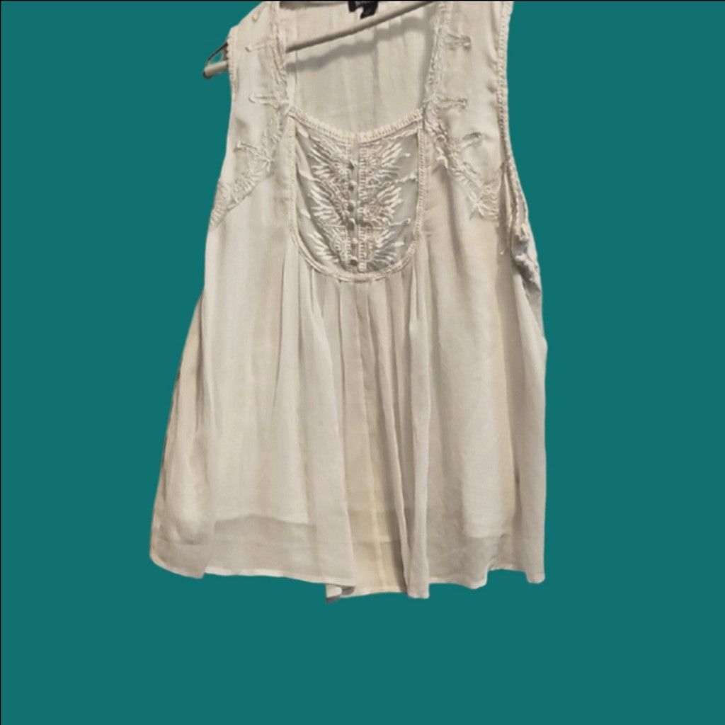 NO ID Roaman's Elegant White Embroidered Tank Top Size 4XL / US 24-26 - 2 Thumbnail