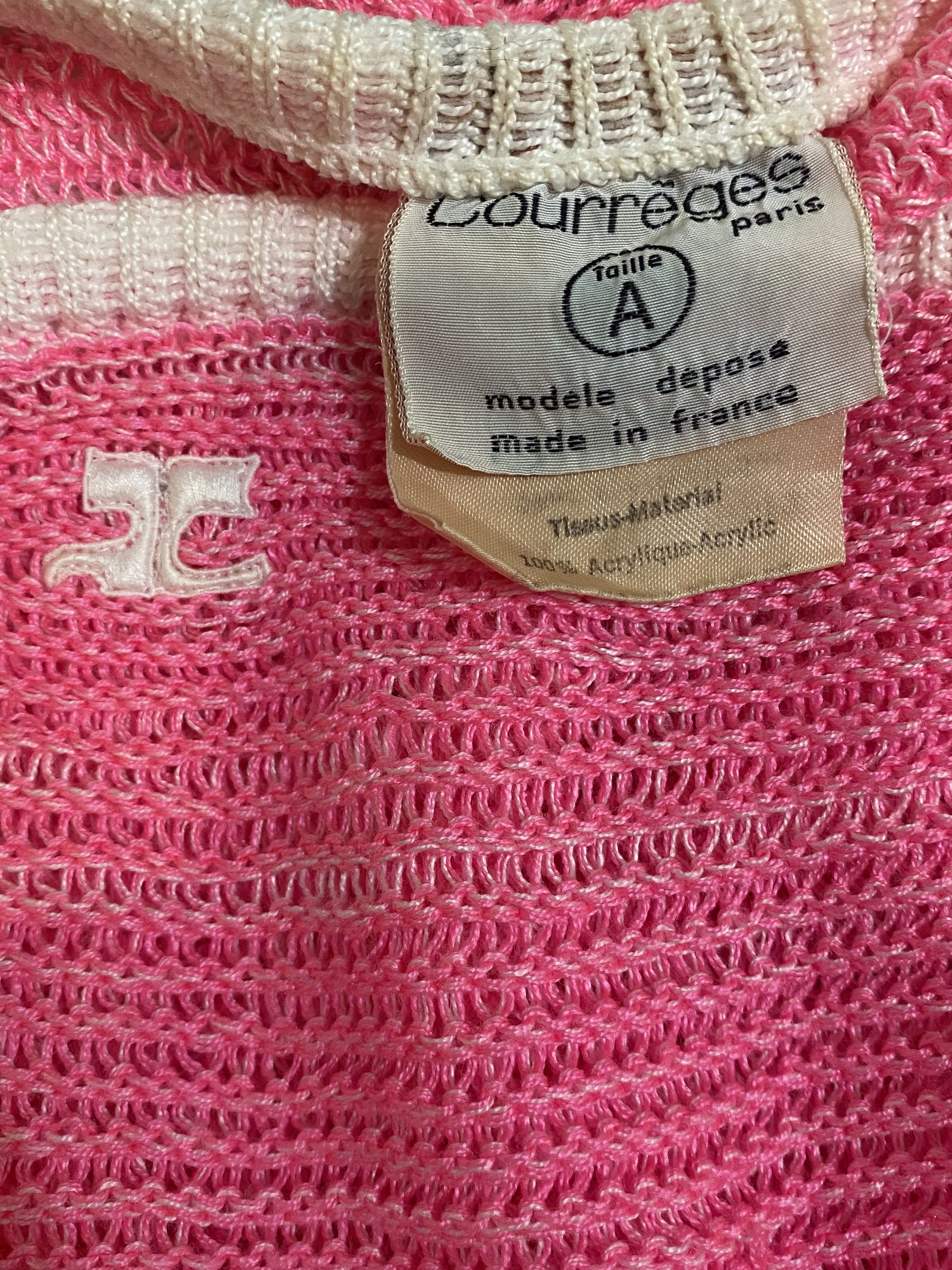 Courreges Courrèges Pink Knit Top - Crochet Logo Monogram Tee Pullover Size M / US 6-8 / IT 42-44 - 9 Thumbnail