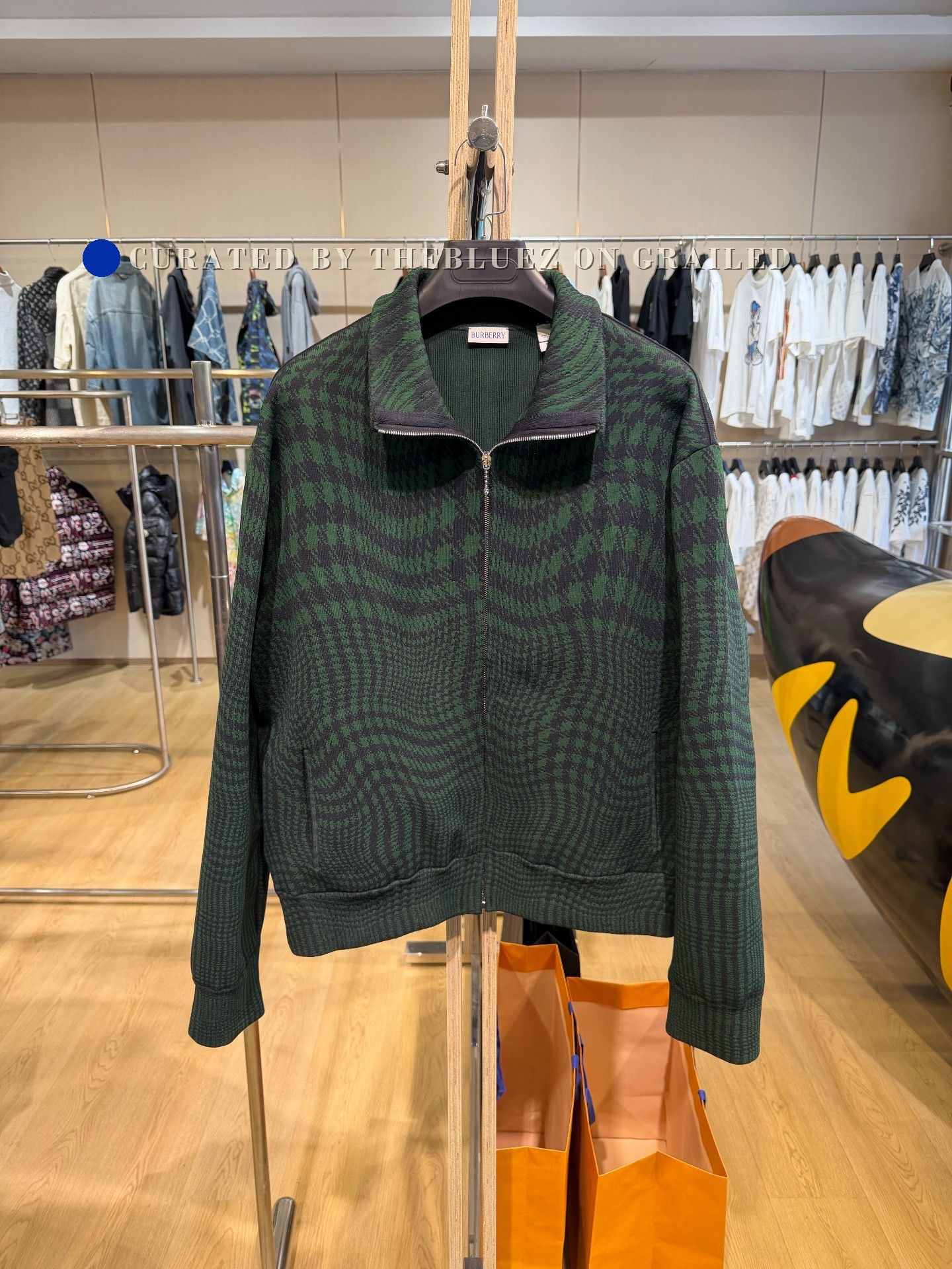 Burberry Burberry Green Stand Collar Knit Coat Size US L / EU 52-54 / 3 - 1 Thumbnail
