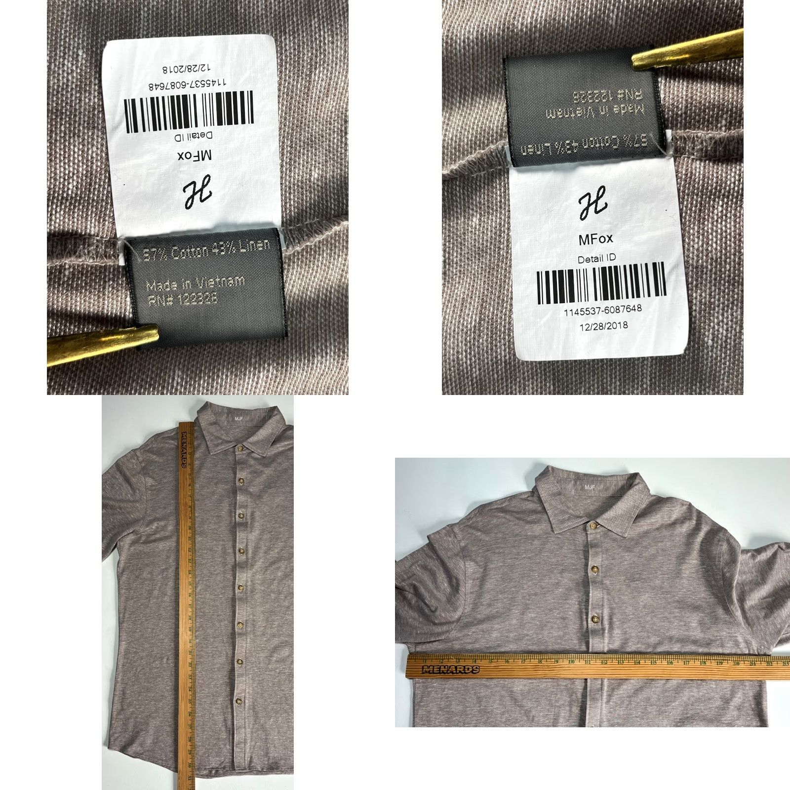 Vintage VINTAGE Custommade Shirt Men’s Luxury Long Sleeve Linen Blend Light Brown Size L Dress Shirt Mens Size US L / EU 52-54 / 3 - 8 Thumbnail