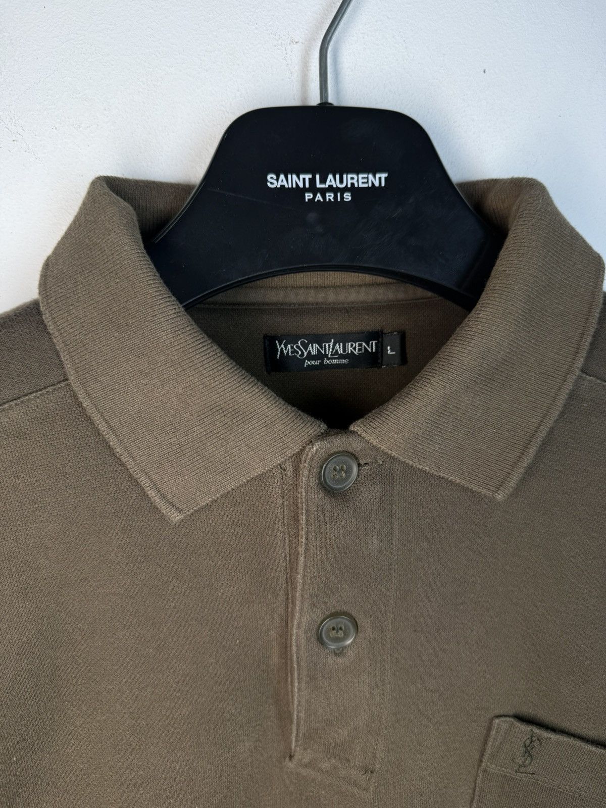 Yves Saint Laurent 90s YSL Sweatshirt 1/4 Olive Vintage Sweater Quarter Zip Size US L / EU 52-54 / 3 - 5 Thumbnail