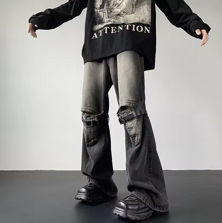 Japanese Brand Denim with Strap Buckle Details – Streetwear Utility Jeans Size US 29 - 6 Thumbnail