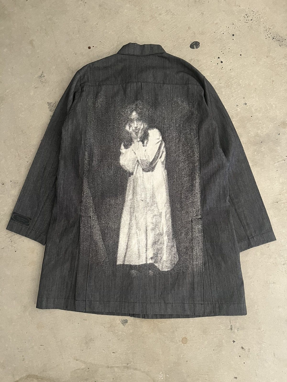 image of Ss220 Undercover Cindy Sherman Denim Trench Coat in Black, Men's (Size XL)