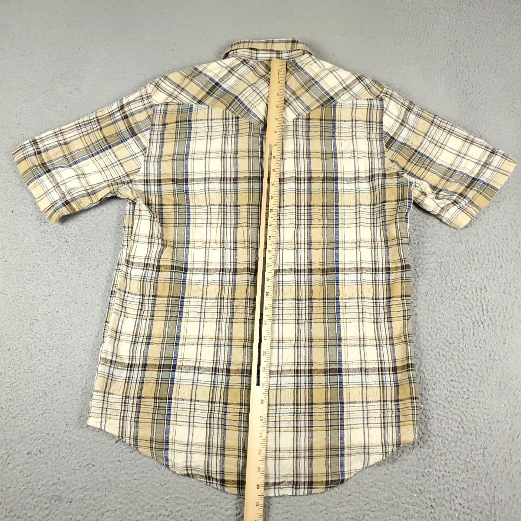 Tommy Hilfiger Tommy Hilfiger Shirt Men's 2XL Beige Plaid Pearl Snap Button Western Cotton Size US XXL / EU 58 / 5 - 3 Thumbnail