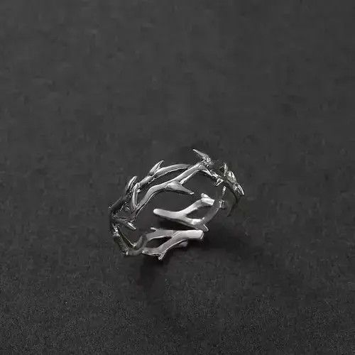 Jewelry x Ring Gold Plated Adjustable Punk Thorns Ring in Silver, Men's